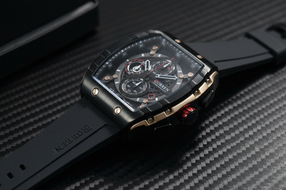 Reloj Curren tonneau negro – lifestyle 45 grados