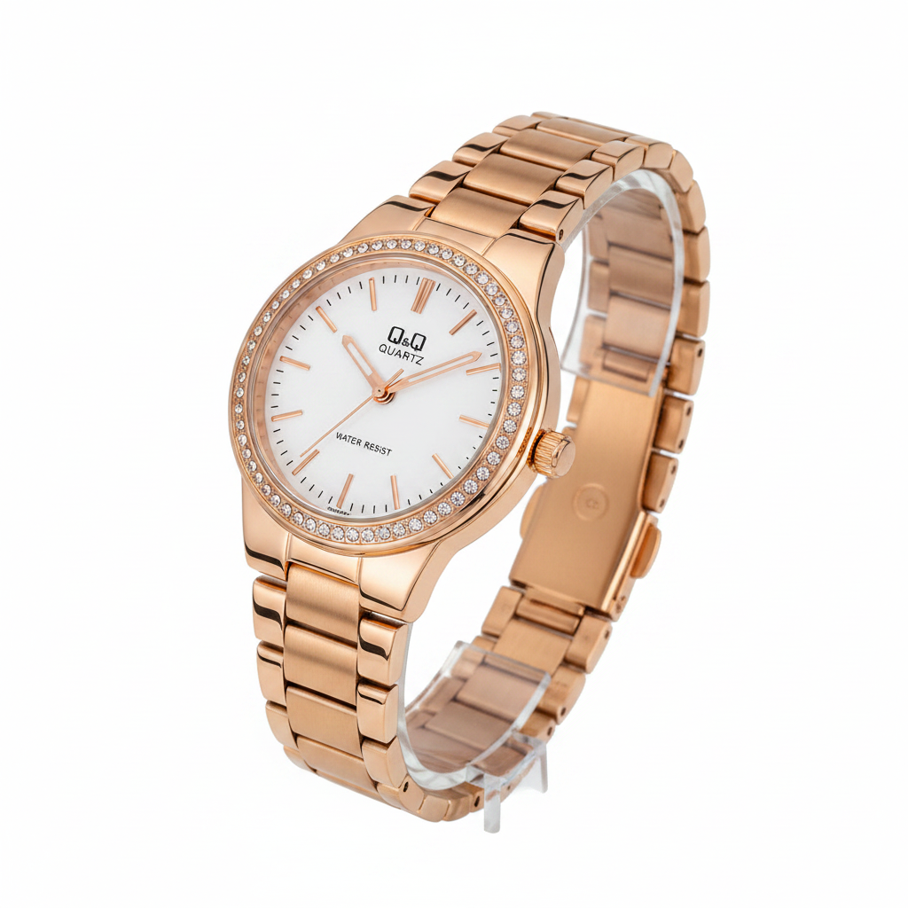 Reloj Q&Q rose gold presidente - vista diagonal