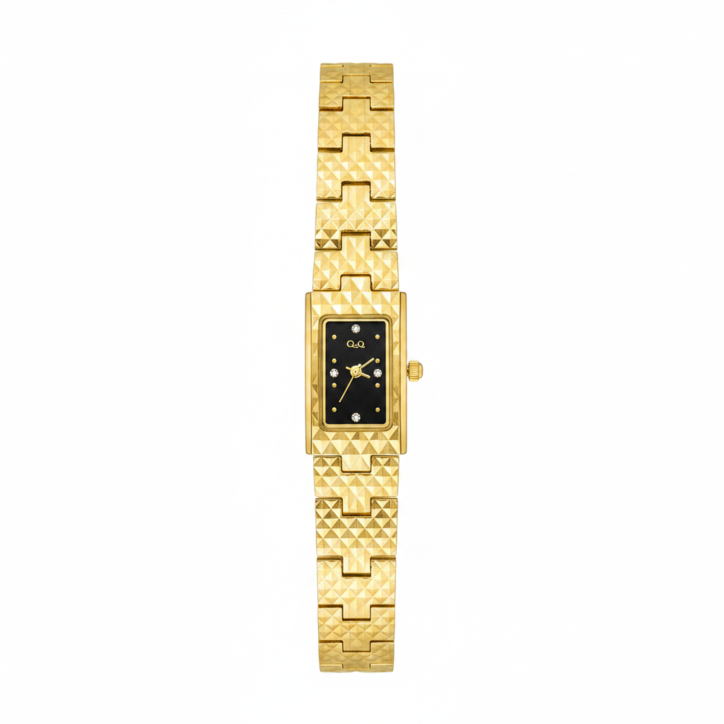 Reloj Q&Q rectangular dorado - vista top down