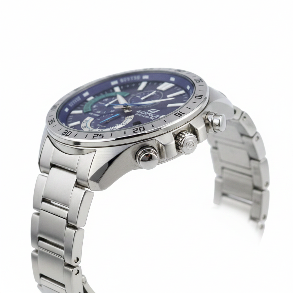 Casio Edifice Chronograph REF 18355 - vista lateral fondo blanco