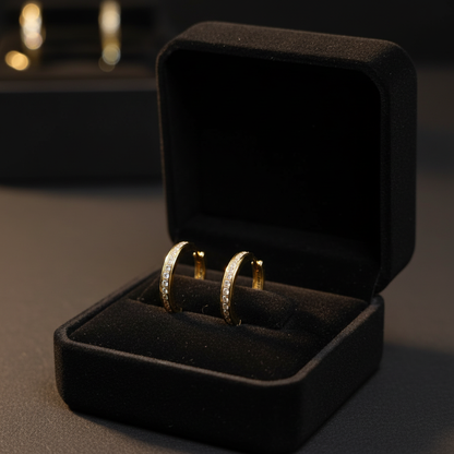 Candonga oro 18k barra zirconias en cofre negro