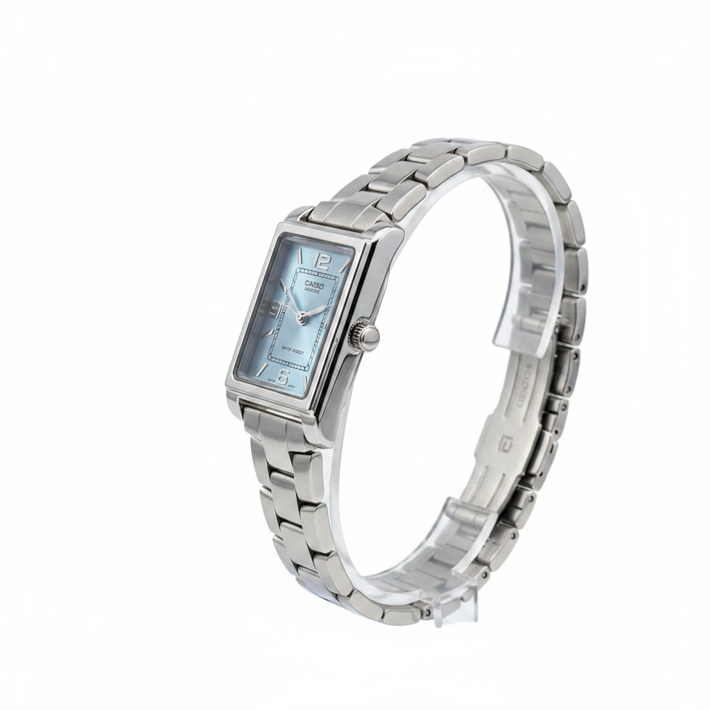 Reloj Casio rectangular — perfil lateral