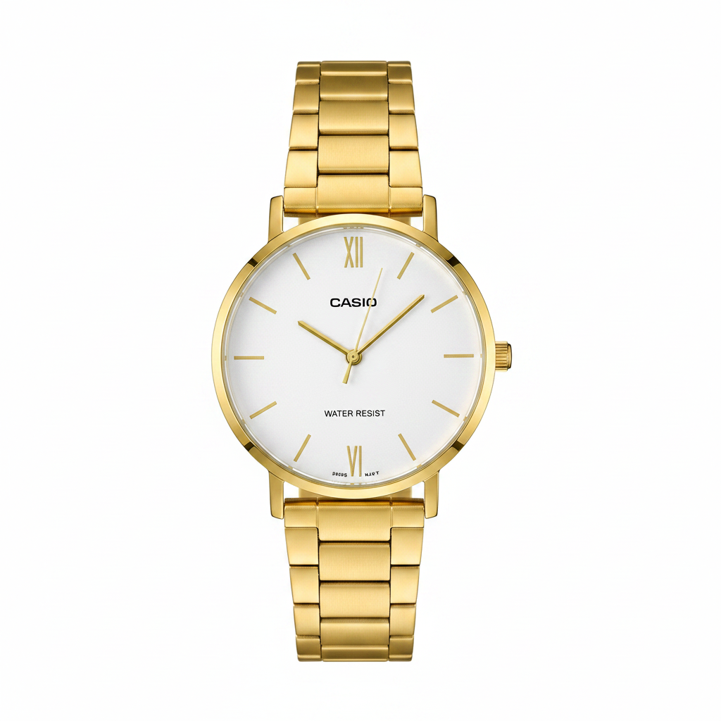 Casio Dorado REF 12519 - vista frontal fondo blanco