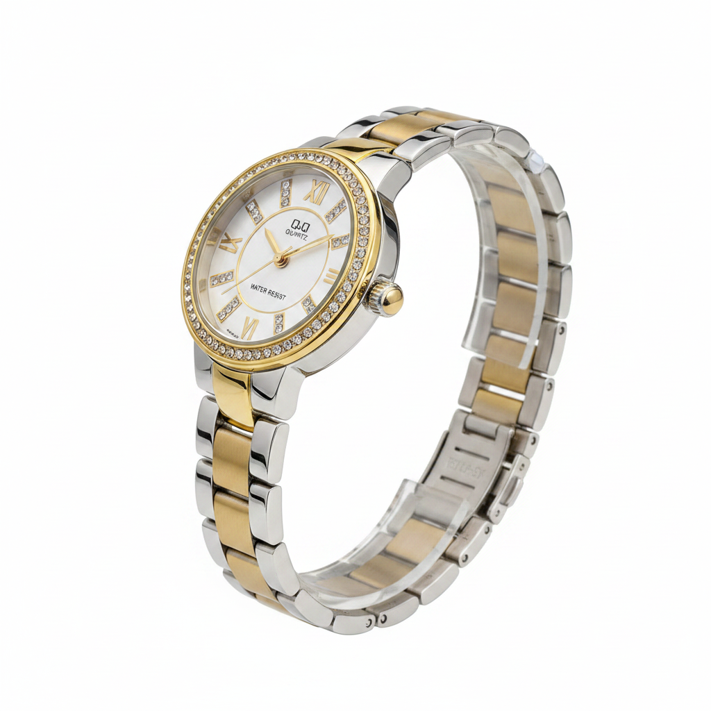 Reloj Q&Q bicolor romano - vista lateral