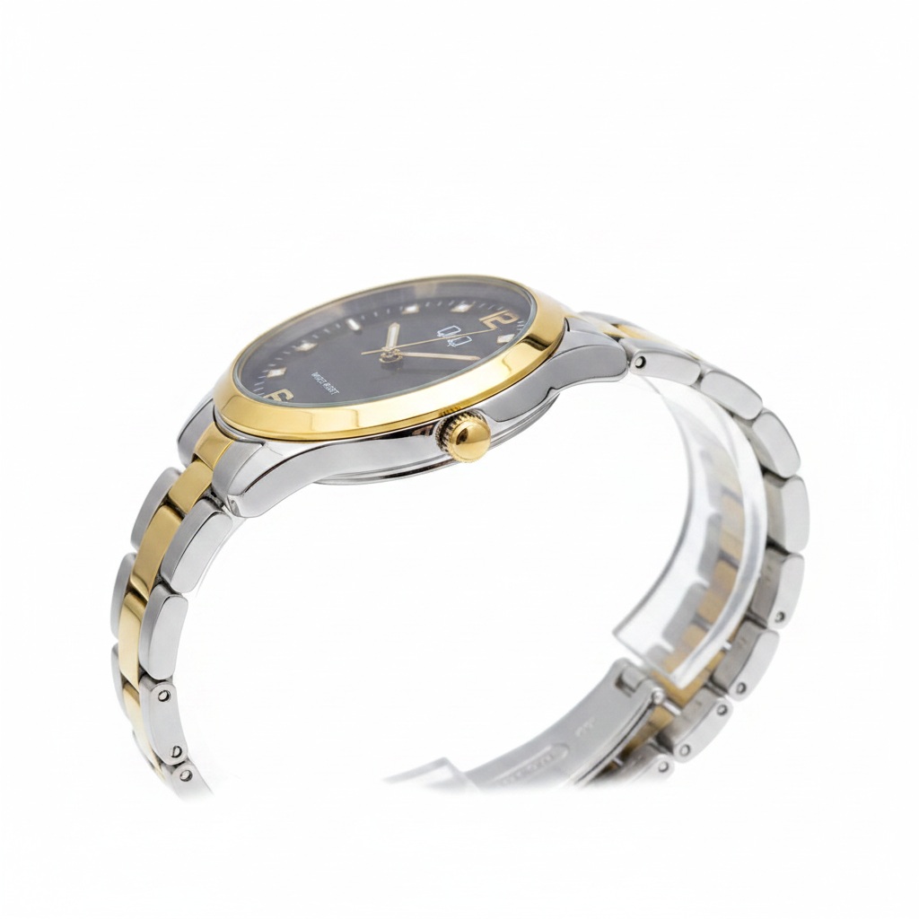 Reloj Q&Q bicolor negro cristales - vista lateral