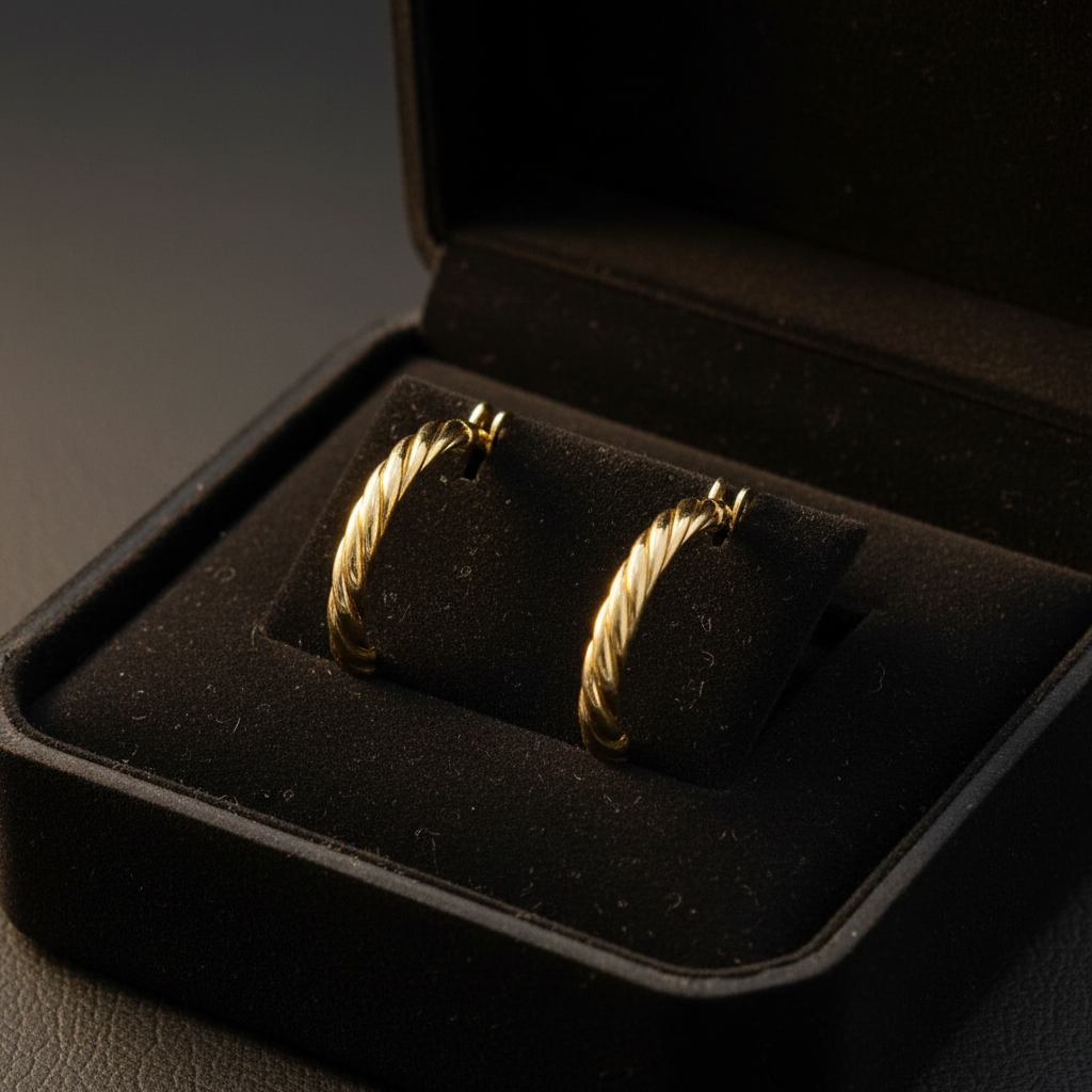 Candonga oro melcocha 18k en cofre negro