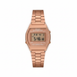 Reloj Casio digital oro rosa — vista frontal fondo blanco