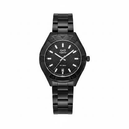 Reloj Q&Q Superior Negro - Vista frontal fondo blanco