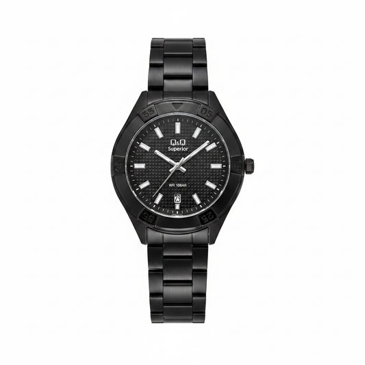 Reloj Q&Q Superior Negro - Vista frontal fondo blanco