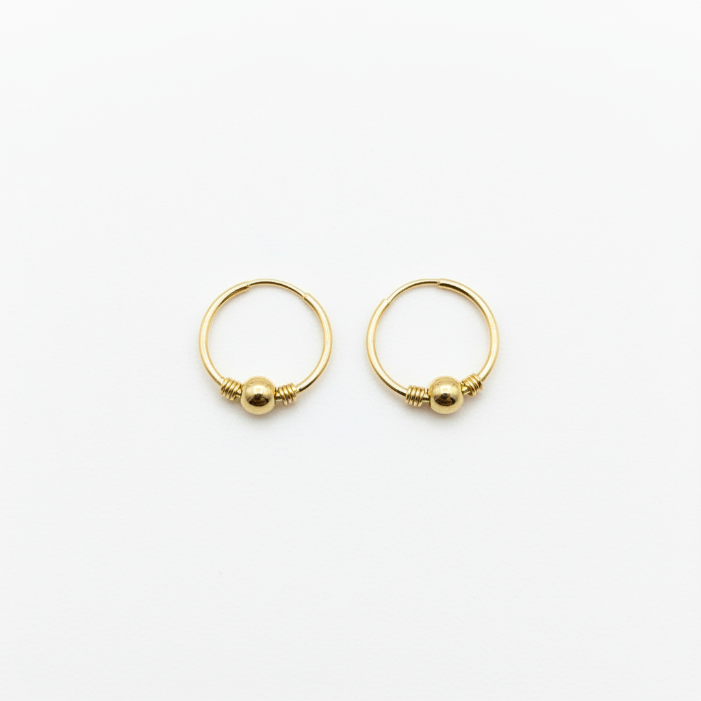 Candonga oro bolita 18k fondo blanco - aro redondo