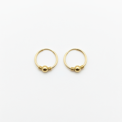 Candonga oro bolita 18k fondo blanco - aro redondo