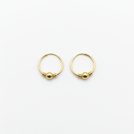 Candonga oro bolita 18k fondo blanco - aro redondo