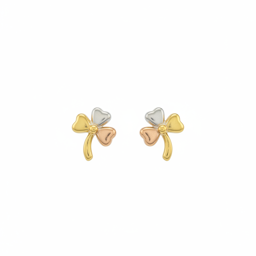 Topos trébol oro 18K vista frontal fondo blanco