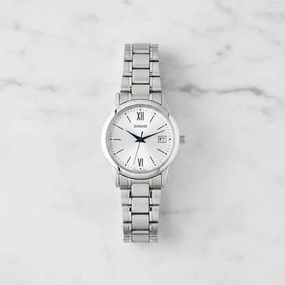 Reloj Casio dama — vista frontal flat lay