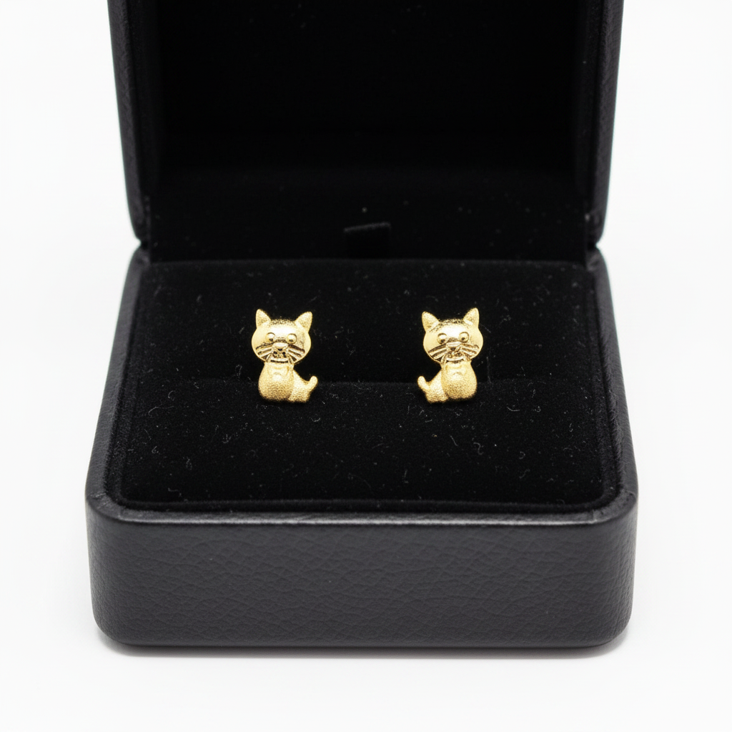 Topos gato oro 18K en estuche joyería