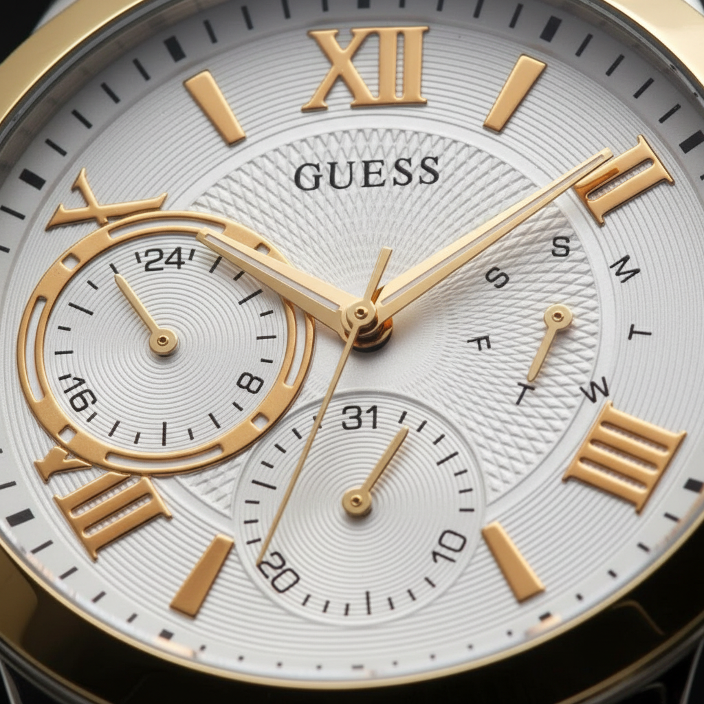 Reloj Guess AOS Bicolor - Detalle carátula cronógrafo