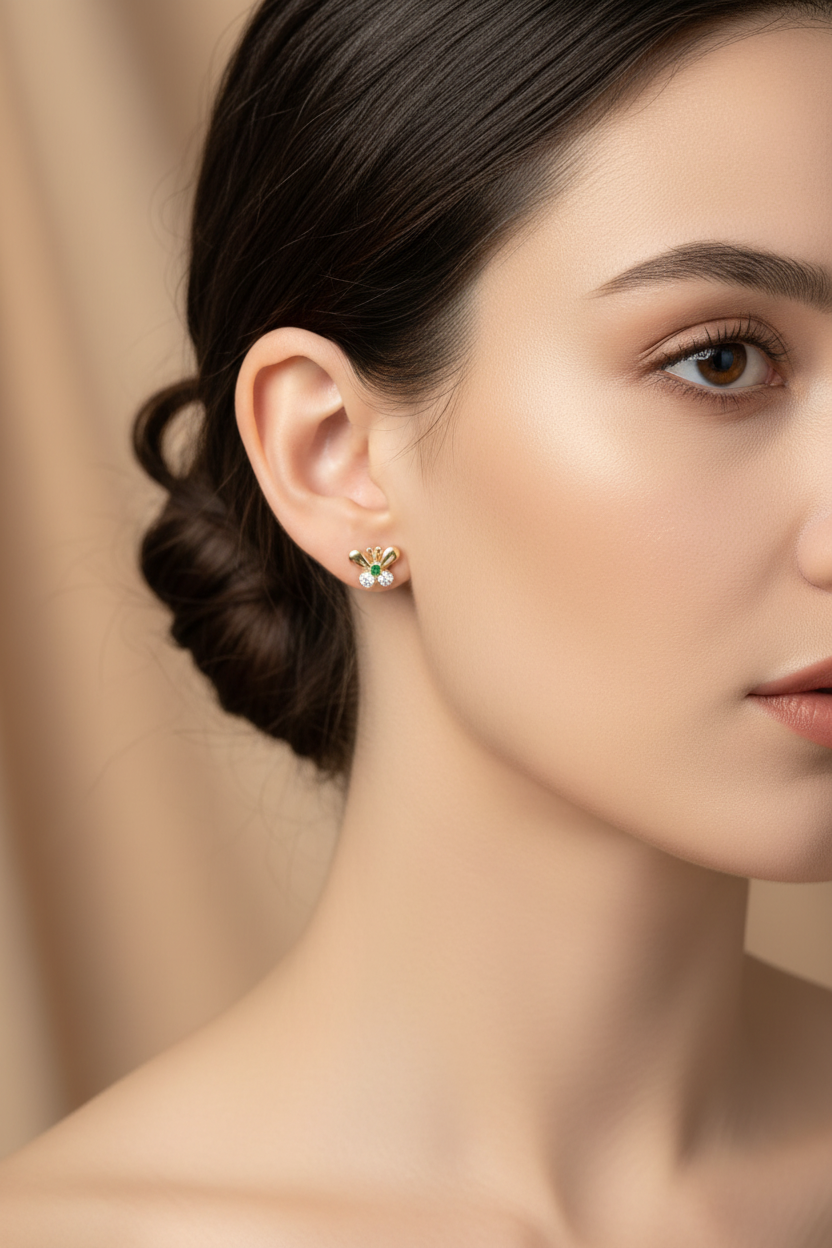 Topos mariposa oro 18k en rostro femenino