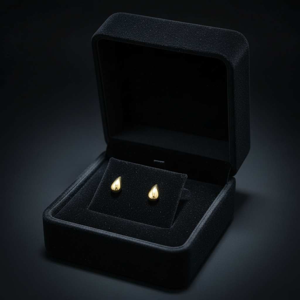 Topos gota oro 18k en cofre negro