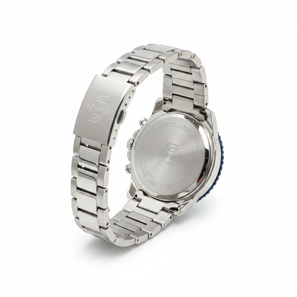 Casio Edifice Chronograph - vista trasera fondo blanco