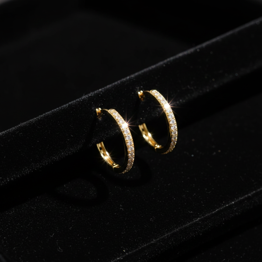 Argolla Oro 18K Zircones Pavé fondo negro editorial