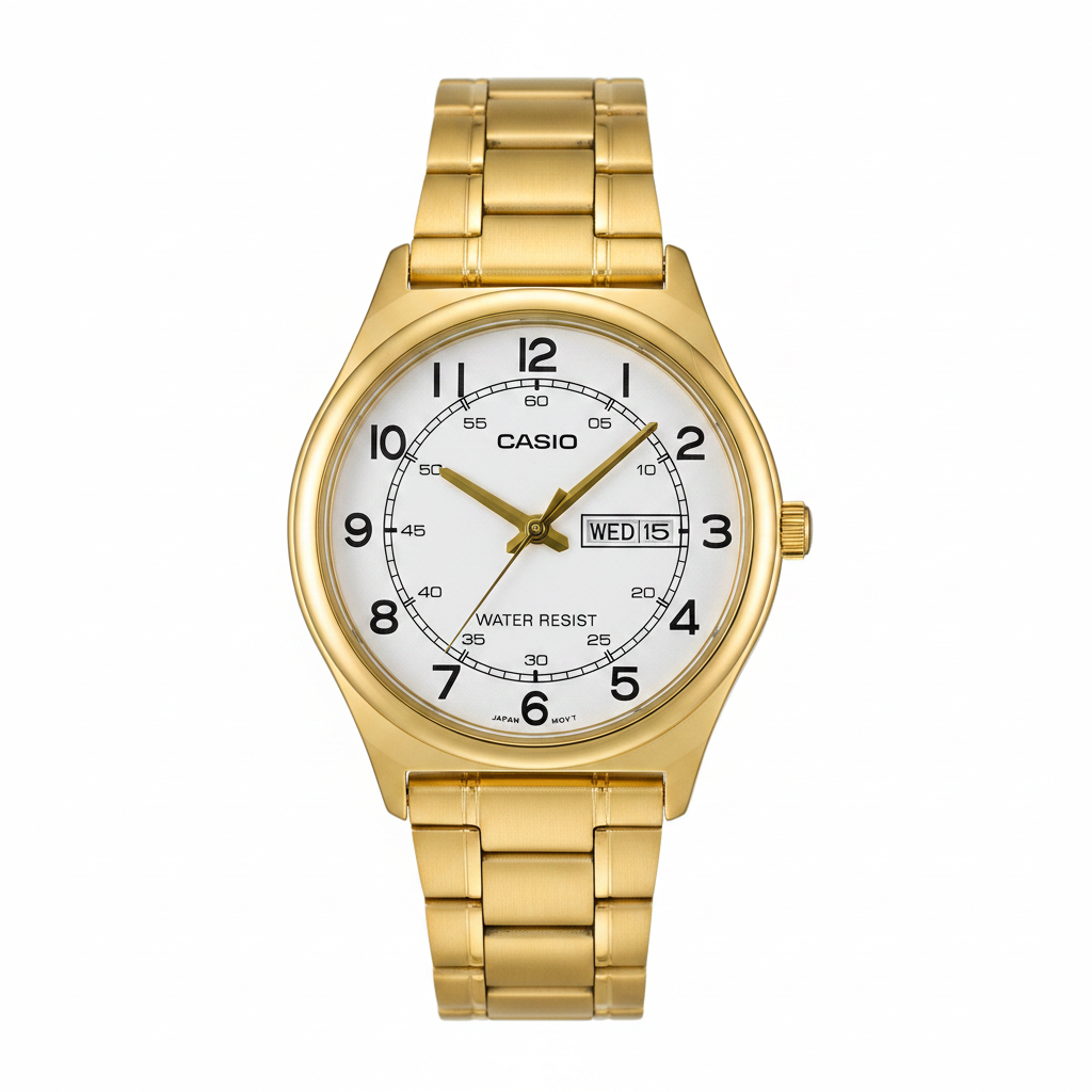 Casio Dorado REF 15041 - vista frontal fondo blanco