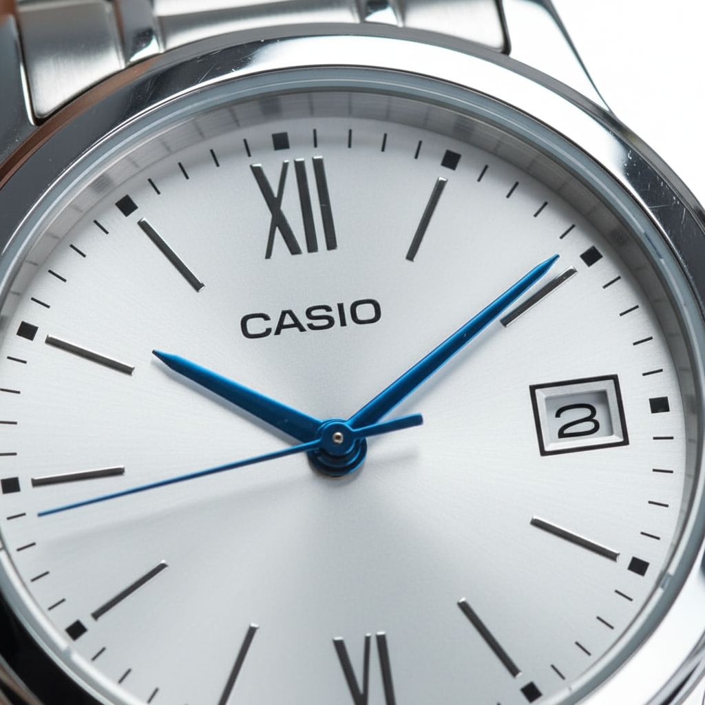 Reloj Casio dama — macro esfera números romanos