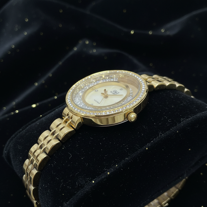 Reloj Q&Q Quartz dorado - vista de perfil brazalete
