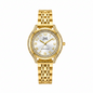 Reloj Dama Q&Q Quartz Dorado Bisel Doble Circones Esfera Plateada